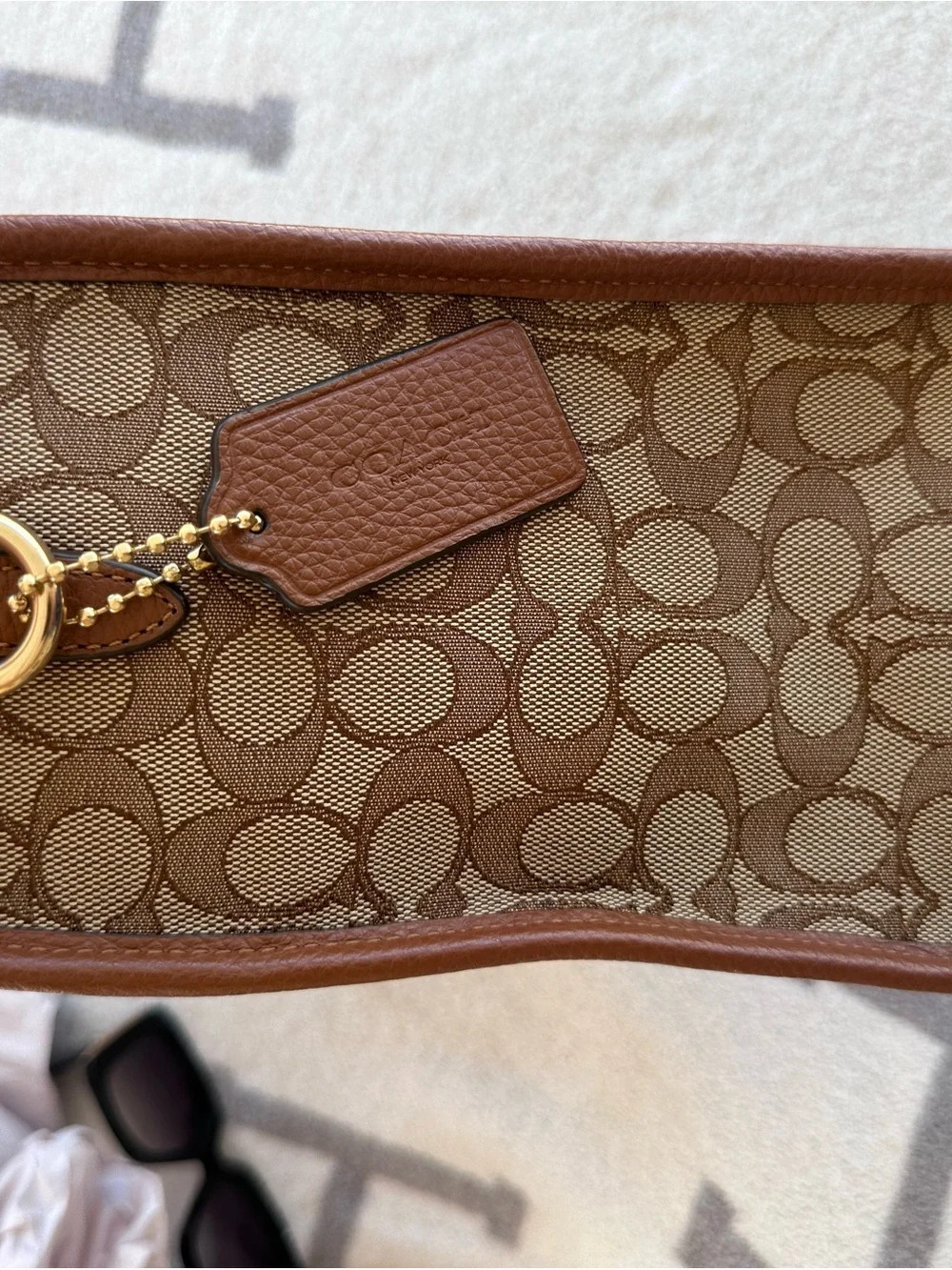 Coach Brown Signature Canvas Tote with Multicolor Vertical Stripe - Picture 9 of 11